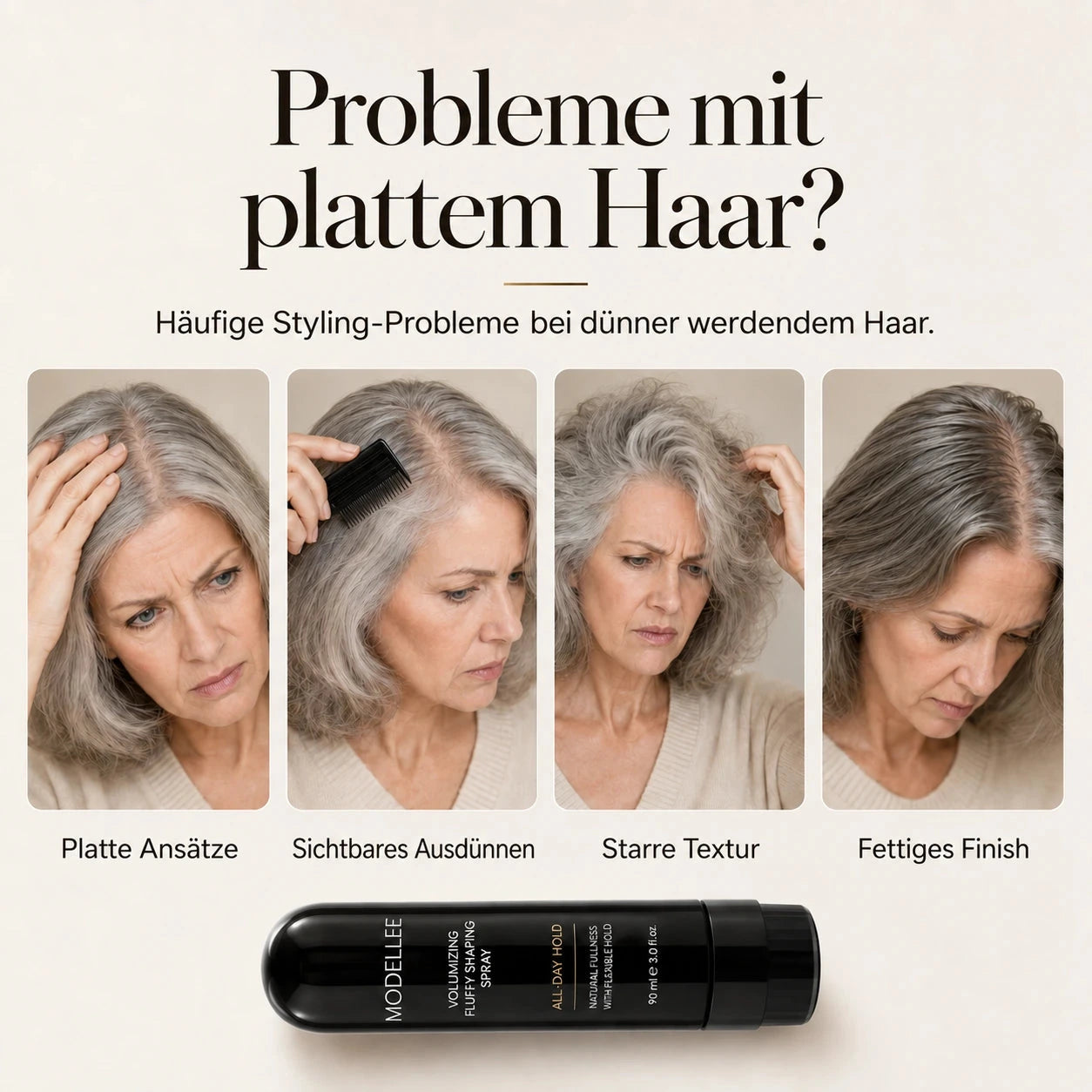 Styling-Probleme bei platten Ansätzen und feinem Haar